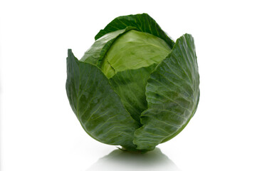 Fresh green cabbage ready for culinary delights in a bright, minimalist setting