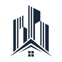houses and buildings line art minimalist abstract logo vector
