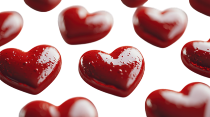 Glossy red hearts on black, romantic background for Valentine's