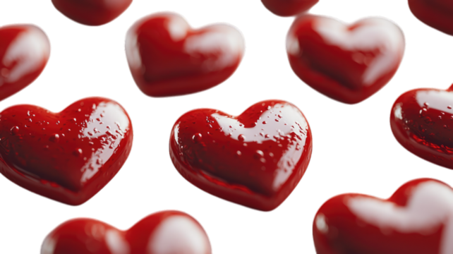 Glossy red hearts on black, romantic background for Valentine's
