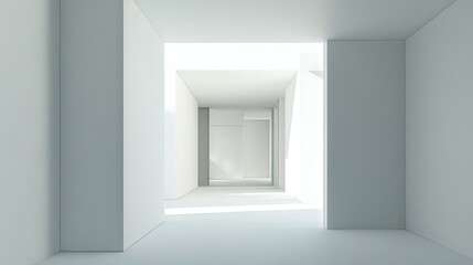 Fototapeta premium Elegant modern house with minimalist architecture, a bright white backdrop, and clean, bold lines.