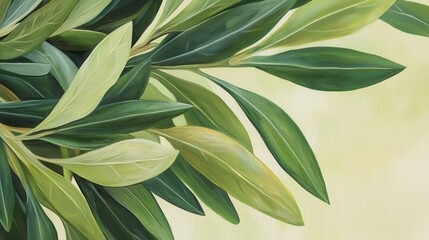 Obraz premium Closeup of olive leaf textures in subtle matte green tones organic environment natural concept
