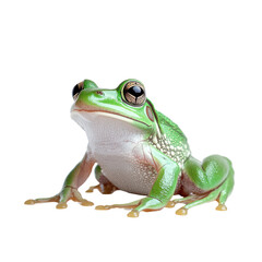 Obraz premium Vibrant Green Frog Isolated on Black Background Exotic Amphibian Wildlife Nature