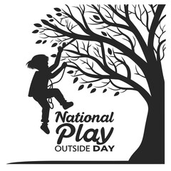 NATIONAL PLAY OUTSIDE DAY silhouette vector illustration