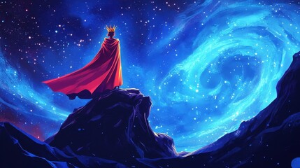 A Crowned Figure Gazes Upon A Celestial Swirl