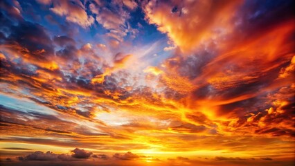 Fototapeta premium Majestic real sunrise sundown sky background with gentle colorful clouds and warm golden hues of orange and pink