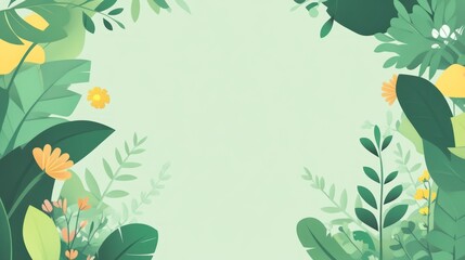 Green foliage frame with copy space.