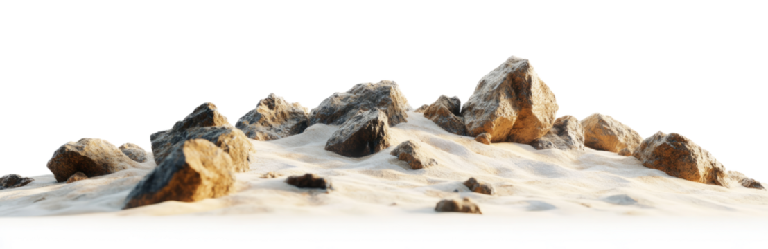 Set of massive boulders in a dry desert landscape, cut out - Powered by Adobe
