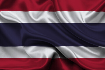 High detailed flag of Thailand. National Thailand flag. Asia. 3D illustration.