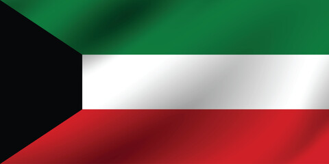 Naklejka premium Kuwait flag official colors and proportion digital vector illustration. Pleated flag.