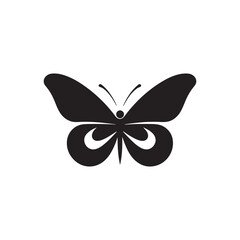 Minimalist Black Butterfly Icon silhouette