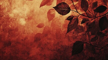 Autumnal Leaves Against a Rustic Orange Background