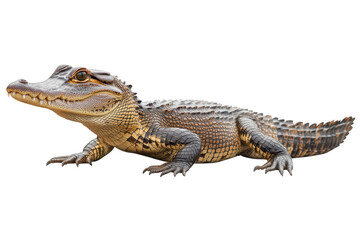 Naklejka premium Young Alligator Reptile Wildlife Closeup Profile View Black Background