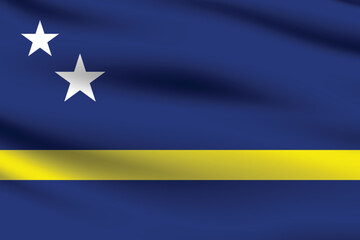 Curacao flag official colors and proportion digital vector illustration. Pleated flag.