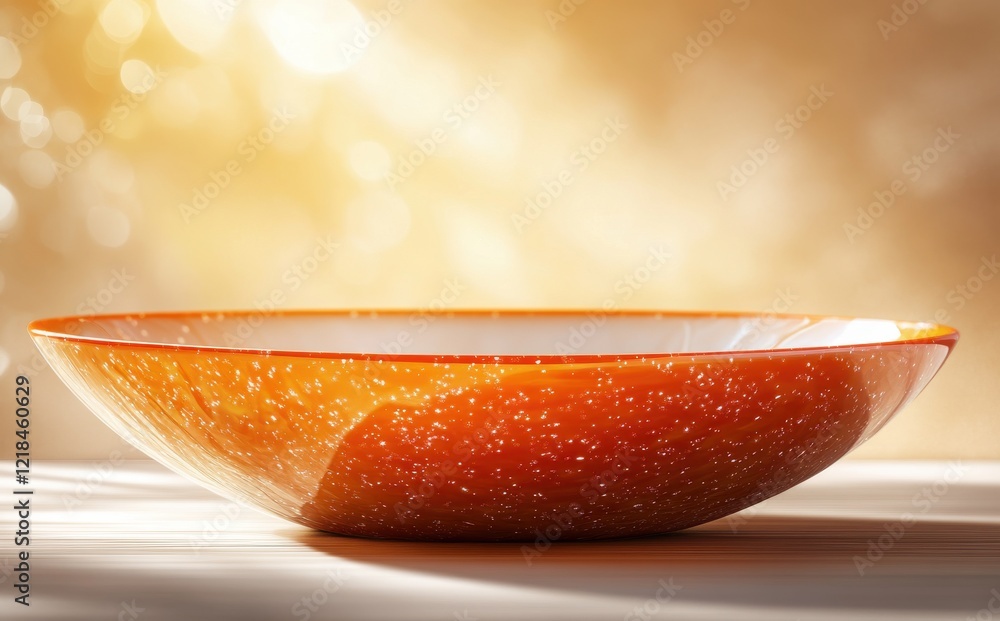 Poster bright and vibrant orange serving bowl on a soft warm background with subtle bokeh highlights creati