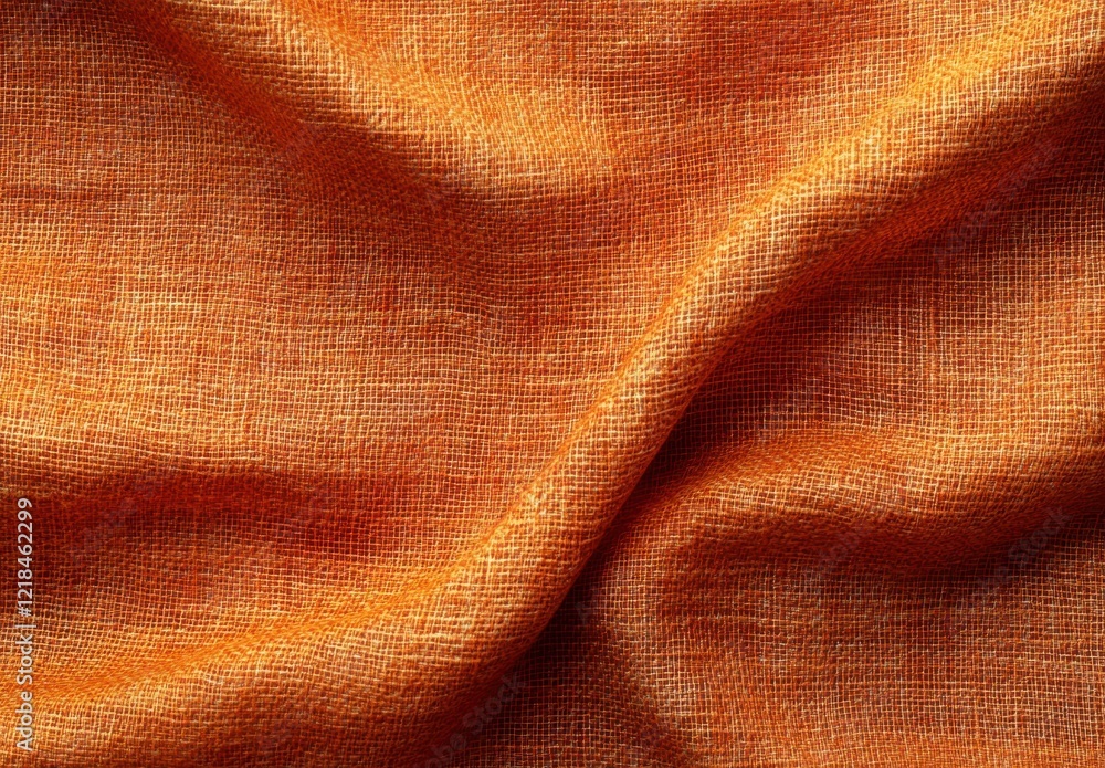 Poster close-up view of elegant orange fabric showing textured weave and soft drapery in natural light for 