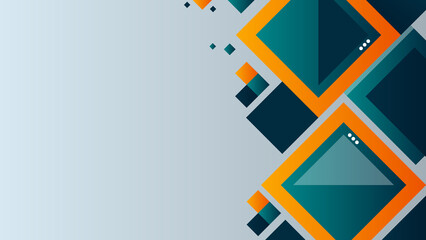 A blue and orange background with squares of different colors