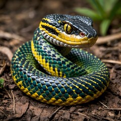 Fototapeta premium Crotalus Durissus Adapting Through Seasons From Summer to Rainy Environments
