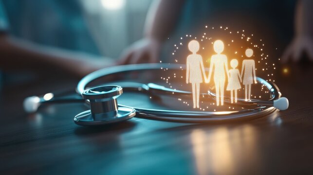 Health awareness event community center infographic representation indoor setting close-up view family health concepts