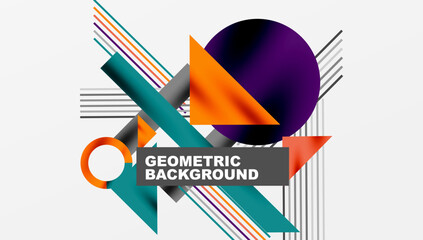 Circles, triangles, squares, rings and lines with shadow effect