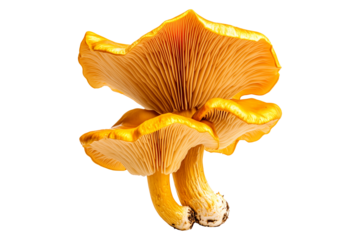Orange cap chanterelle mushroom isolated on a white background.