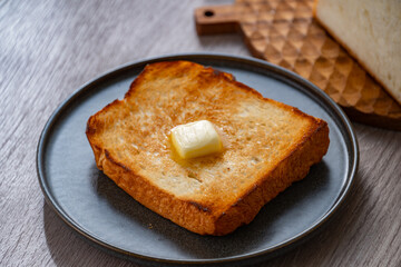 Buttered toast.
Delicious white bread image.