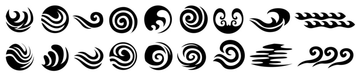 vector set Abstract sea water wave silhouette icon swirl logo symbol design illustration