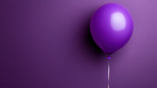 Purple balloon against a vibrant purple wall adds color and charm to a festive atmosphere