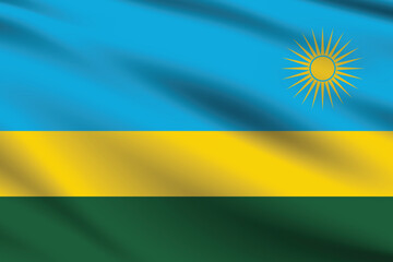 Rwanda flag official colors and proportion digital vector illustration. Pleated flag.