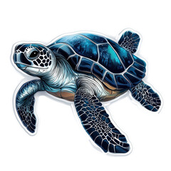 Obraz premium Stunning Blue Sea Turtle Ocean Wildlife Art Sticker