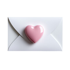 Romantic Envelope with Heart Decoration Isolated on transparent background