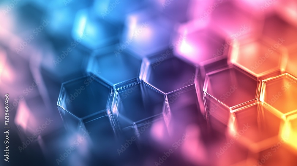 Poster abstract hexagonal pattern in vibrant hues