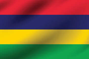 Mauritius flag official colors and proportion digital vector illustration. Pleated flag.
