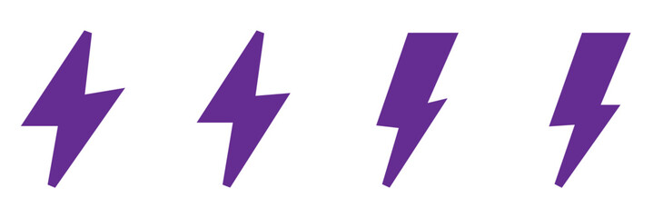 Lightning bolt icons set, black outline of flash lightning bolt icon vector illustration. Energy, power symbol.