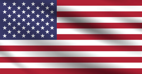 United States flag official colors and proportion digital vector illustration. Pleated flag.