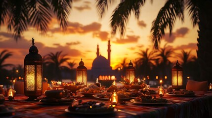 Iftar Feast Under Arabian Sunset