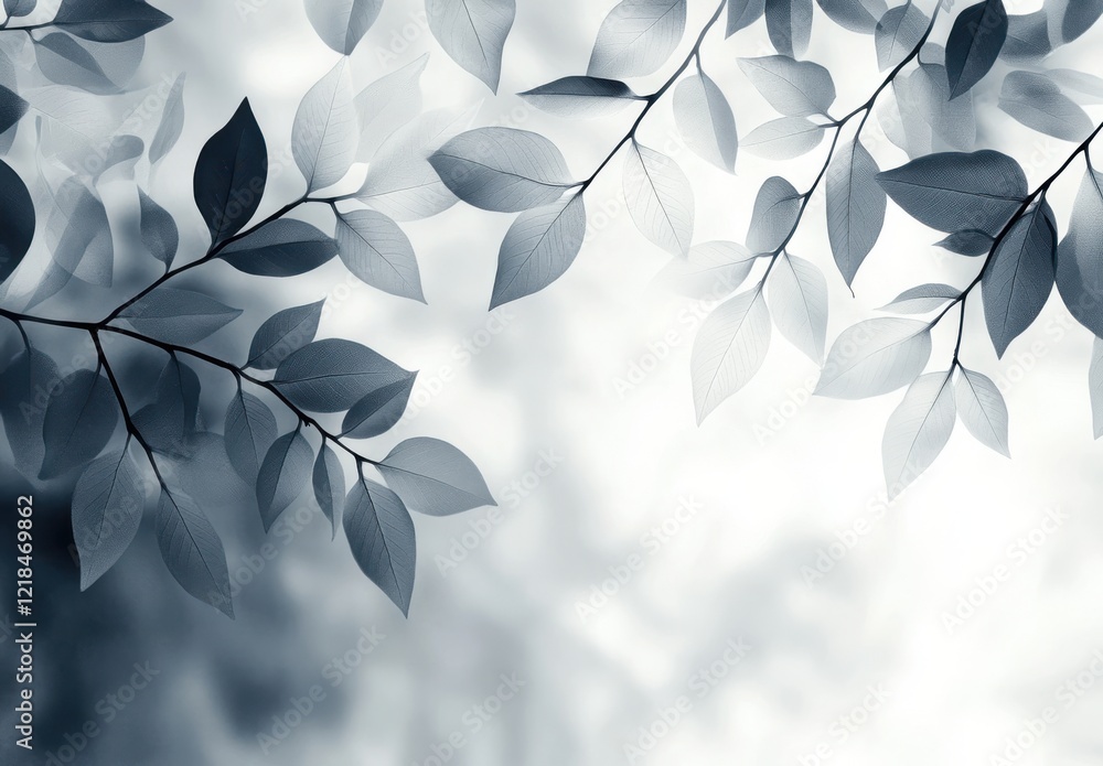 Poster delicate leaves in soft focus against a blurred background creating a serene and tranquil atmosphere