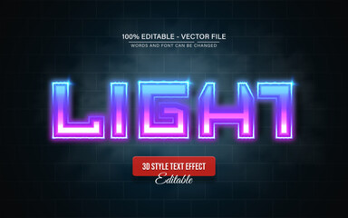 Neon light 3d text effect editable