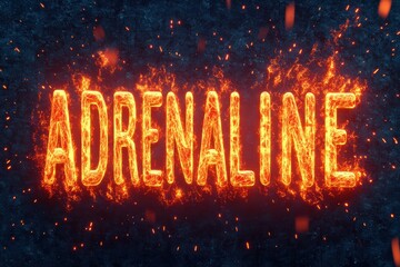Fiery Adrenaline Word Design Intense Energy and Passion