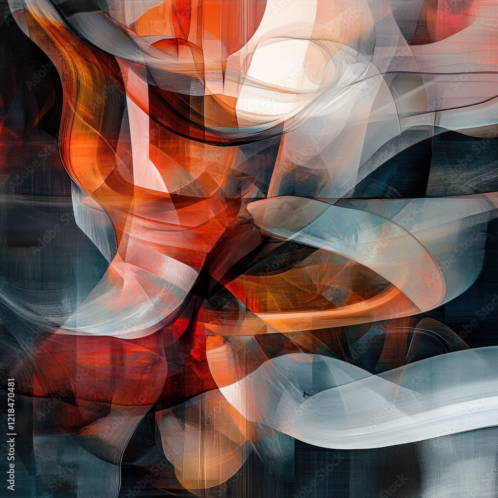 Poster colorful abstract composition featuring swirling shapes and textures in dynamic motion. generative a