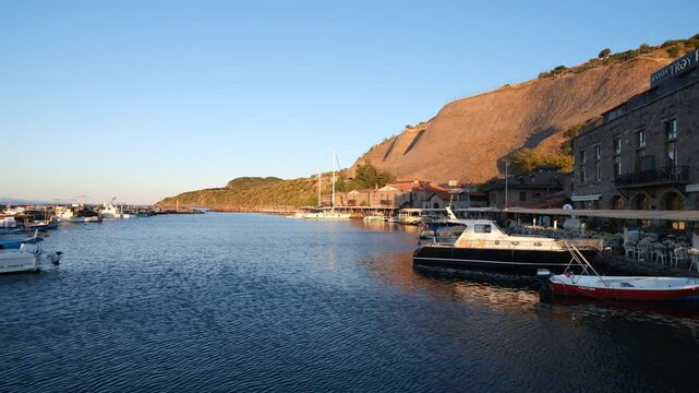 The ancient harbour of Behramkale. Turkey's beautiful touristic coast on the North Aegean Sea. Assos shore. Canakkale city, Turkey country