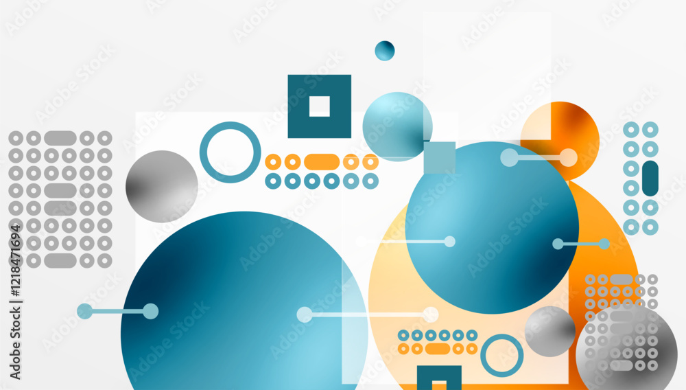 Aufkleber minimalistic abstract vector design, layered geometric shapes circles, squares, and triangles with s