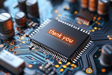 Creative thank-you cards design with technology themes digital art