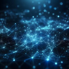 Abstract wave with moving dots and lines. Flow of particles. Cyber technology illustration. 3d rendering