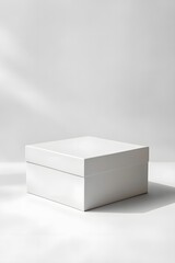 Minimalist White Packaging Box with Clean Edges and Soft Shadows for Modern Product Display