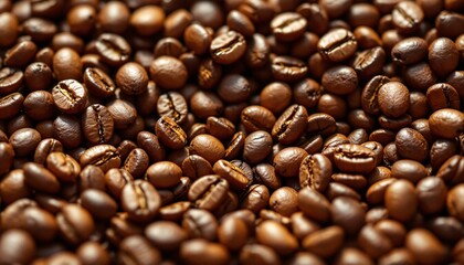 Naklejka premium Abstract Background Roasted Coffee Beans: A Rich Aroma and Deep Brown Hue