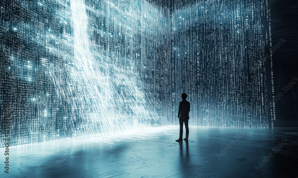 Aufkleber exploring digital transformation virtual data landscape interactive experience futuristic environmen