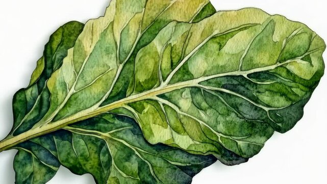 Vibrant green collard greens resting against a clean white background showcasing their detailed texture and natural beauty