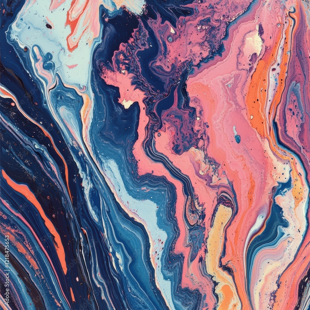 Poster abstract fluid art featuring vibrant colors and dynamic swirls against a dark backdrop. generative a