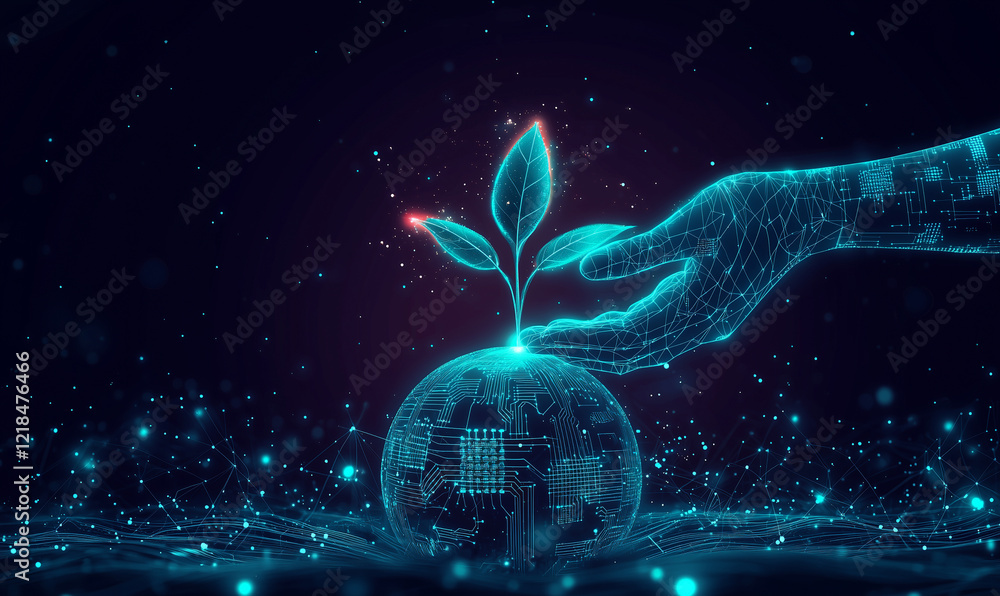 Poster digital transformation initiatives global perspective visual representation futuristic environment c